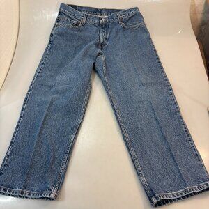 Levis 505 Mens 36 x 28 Denim Blue Jeans Relaxed Fit Husky 5 Pocket